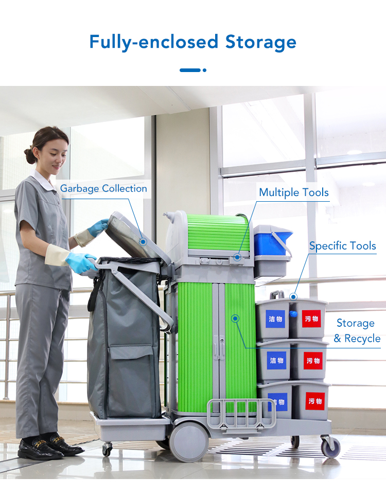 CT Flat Mopping Roll Top Cabinet Trolley - Cleanic Cleaning Equipment